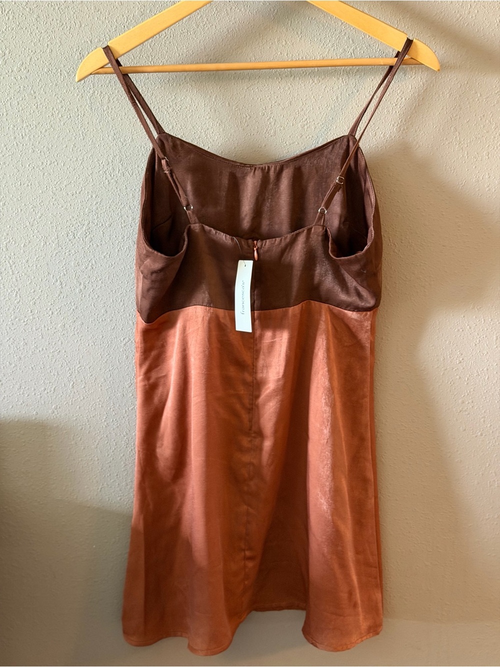 Francesca's Brown and Rust Satin Slip Dress - Picture 3 of 4